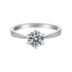 Sovereign Sparkle Round Moissanite Elite Solitaire Engagement Ring in Sterling Silver