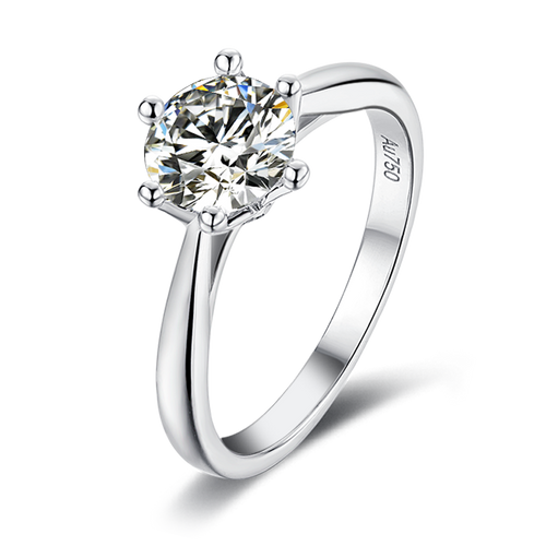 Regal Radiance Solitaire Crown Contemporary Round Moissanite Engagement Ring in Sterling Silver