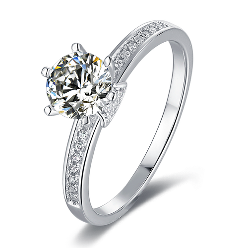 Opulent Elegance Bezel Set Round Solitaire  Moissanite Swirl Shank Engagement Ring in Sterling Silver