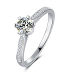 Stardust Sparkle Classic Round Solitaire Moissanite Engagement Ring in Sterling Silver