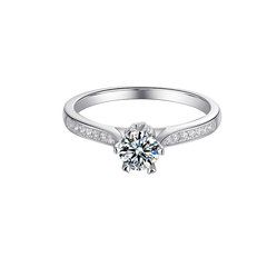 Stardust Sparkle Classic Round Solitaire Moissanite Engagement Ring in Sterling Silver