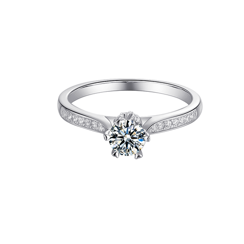 Stardust Sparkle Classic Round Solitaire Moissanite Engagement Ring in Sterling Silver