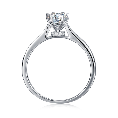 Stardust Sparkle Classic Round Solitaire Moissanite Engagement Ring in Sterling Silver