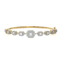 3 CT Emerald Cut Halo Lab Created Diamond Bangle Bracelet