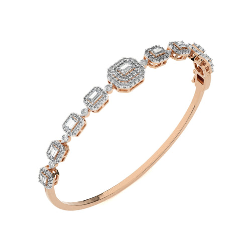 3 CT Emerald Cut Halo Lab Created Diamond Bangle Bracelet