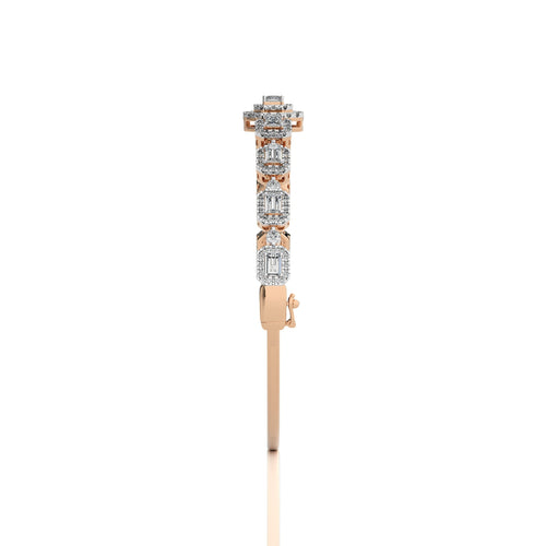 3 CT Emerald Cut Halo Lab Created Diamond Bangle Bracelet