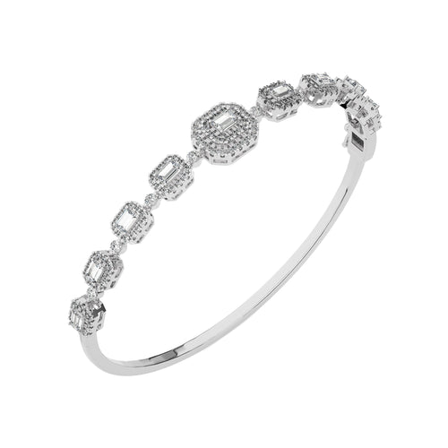 3 CT Emerald Cut Halo Lab Created Diamond Bangle Bracelet