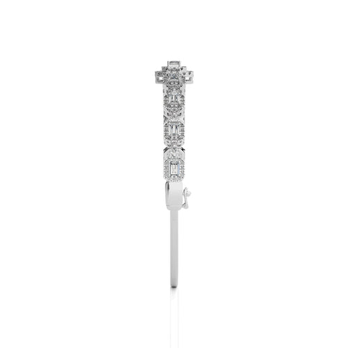 3 CT Emerald Cut Halo Lab Created Diamond Bangle Bracelet