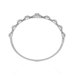 3 CT Emerald Cut Halo Natural Diamond Bangle Bracelet