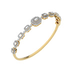 3 CT Emerald Cut Halo Natural Diamond Bangle Bracelet