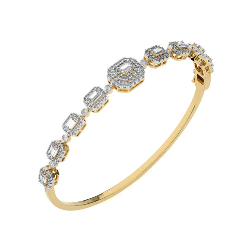 3 CT Emerald Cut Halo Lab Created Diamond Bangle Bracelet