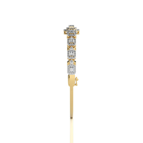 3 CT Emerald Cut Halo Lab Created Diamond Bangle Bracelet