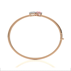 4 1/2 CT. Stylist Toi et Moi Emerald and Pink pear Lab Created duo stone Bangle Bracelet.