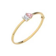 4 1/2 CT. Stylist Toi et Moi Emerald and Pink pear Lab Created duo stone Bangle Bracelet.