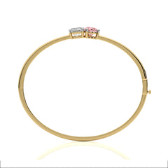 4 1/2 CT. Stylist Toi et Moi Emerald and Pink pear Lab Created duo stone Bangle Bracelet.