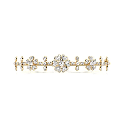 1 CT. Glowing Flora Round Natural Diamond Bangle Bracelet