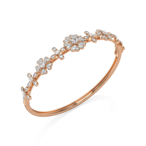 1 CT. Glowing Flora Round Natural Diamond Bangle Bracelet