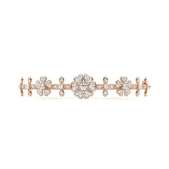 1 CT. Glowing Flora Round Natural Diamond Bangle Bracelet