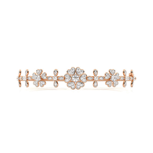 1 CT. Glowing Flora Round Natural Diamond Bangle Bracelet