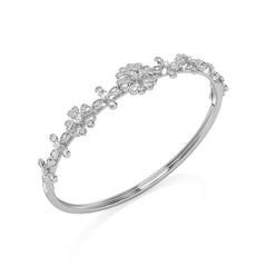 1 CT. Glowing Flora Round Natural Diamond Bangle Bracelet