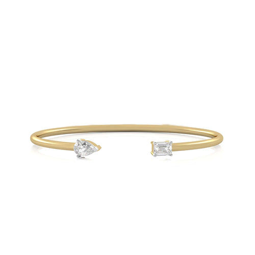 1 CT. Emerald Cut and Pear Toi et Moi Lab Created Diamond Bangle Bracelet
