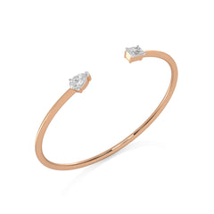 1 CT. Emerald Cut and Pear Toi et Moi Natural Diamond Bangle Bracelet