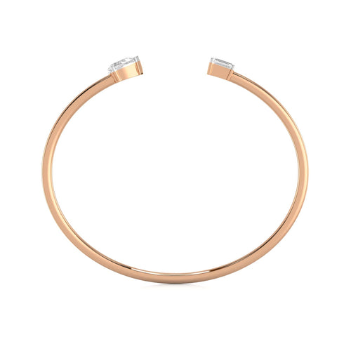 1 CT. Emerald Cut and Pear Toi et Moi Lab Created Diamond Bangle Bracelet
