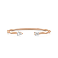 1 CT. Emerald Cut and Pear Toi et Moi Natural Diamond Bangle Bracelet