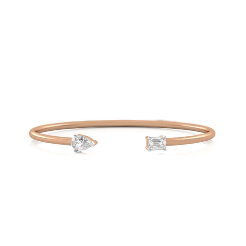 1 CT. Emerald Cut and Pear Toi et Moi Lab Created Diamond Bangle Bracelet