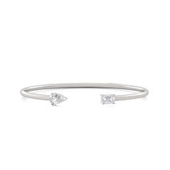 1 CT. Emerald Cut and Pear Toi et Moi Natural Diamond Bangle Bracelet