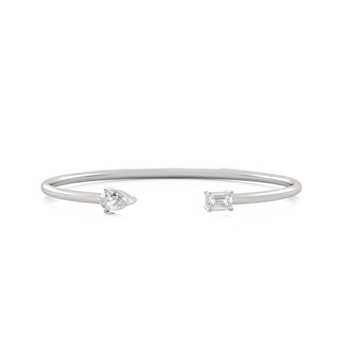 1 CT. Emerald Cut and Pear Toi et Moi Lab Created Diamond Bangle Bracelet