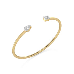 1 CT. Emerald Cut and Pear Toi et Moi Natural Diamond Bangle Bracelet