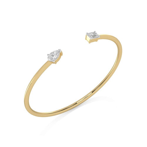 1 CT. Emerald Cut and Pear Toi et Moi Lab Created Diamond Bangle Bracelet
