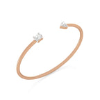 1 CT. Heart and Oval Double Head Toi et Moi Style Natural Diamond Bangle Bracelet