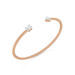 1 CT. Heart and Oval Double Head Toi et Moi Style Natural Diamond Bangle Bracelet