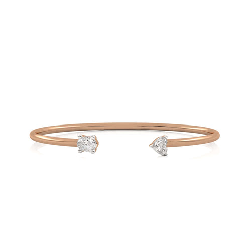 1 CT. Heart and Oval Double Head Toi et Moi Style Lab Created Diamond Bangle Bracelet