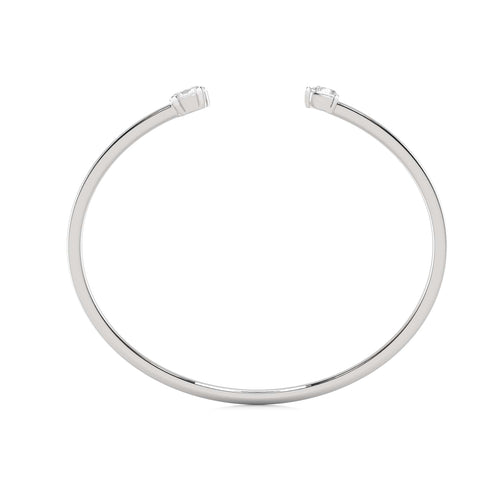 1 CT. Heart and Oval Double Head Toi et Moi Style Lab Created Diamond Bangle Bracelet