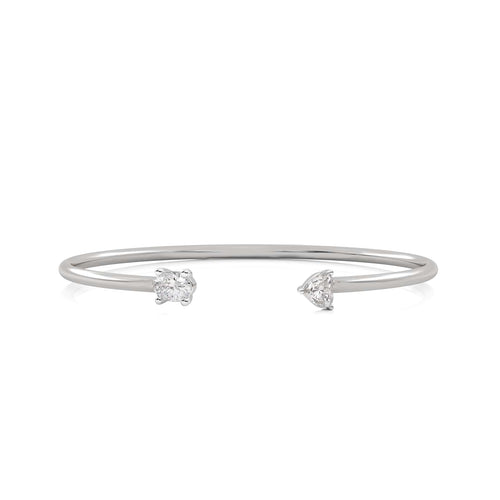 1 CT. Heart and Oval Double Head Toi et Moi Style Lab Created Diamond Bangle Bracelet