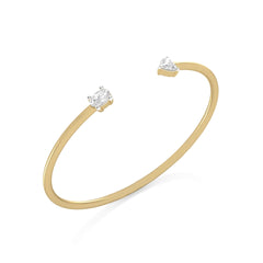 1 CT. Heart and Oval Double Head Toi et Moi Style Natural Diamond Bangle Bracelet