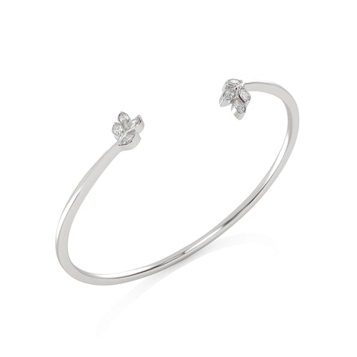 1/4 CT. Marquise Natural Diamond Leaves Bangle Bracelet