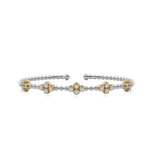 1/2 CT. Spring Round Natural Diamond Five Station Flexible Cuff Bracelet