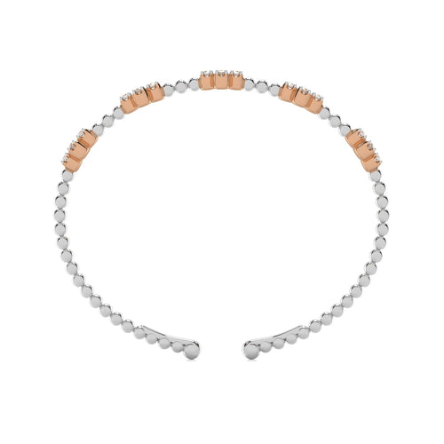 1/2 CT. Spring Round Natural Diamond Five Station Flexible Cuff Bracelet