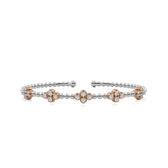 1/2 CT. Spring Round Natural Diamond Five Station Flexible Cuff Bracelet