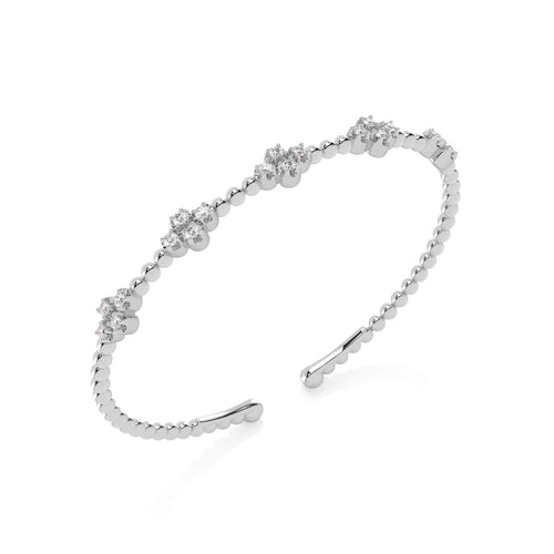 1/2 CT. Spring Round Natural Diamond Five Station Flexible Cuff Bracelet