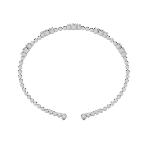 1/2 CT. Spring Round Natural Diamond Five Station Flexible Cuff Bracelet