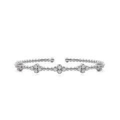 1/2 CT. Spring Round Natural Diamond Five Station Flexible Cuff Bracelet