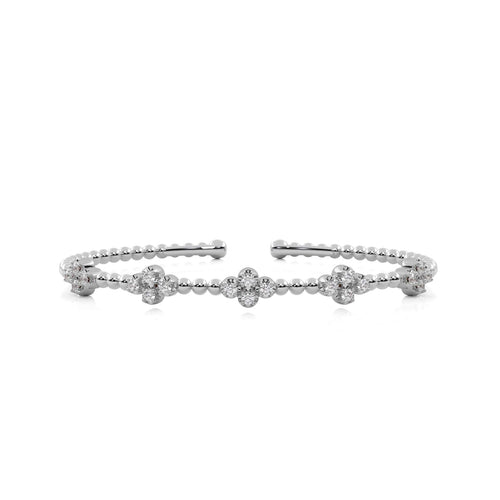 1/2 CT. Spring Round Natural Diamond Five Station Flexible Cuff Bracelet