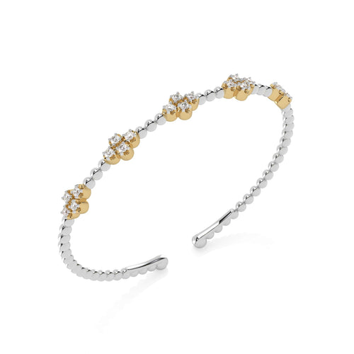 1/2 CT. Spring Round Natural Diamond Five Station Flexible Cuff Bracelet