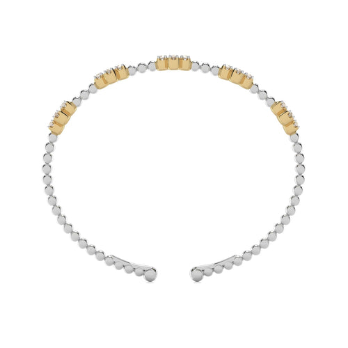 1/2 CT. Spring Round Natural Diamond Five Station Flexible Cuff Bracelet