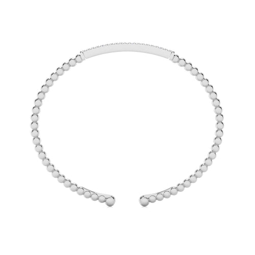 1/3 CT. Round Natural Diamond Beaded Cuff Bracelet